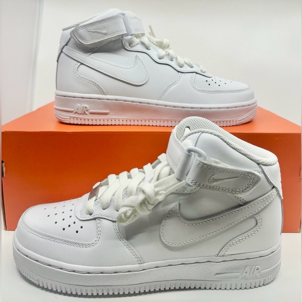 Nike Air Force 1 Mid White High-Top Youth Sneakers Various Sizes